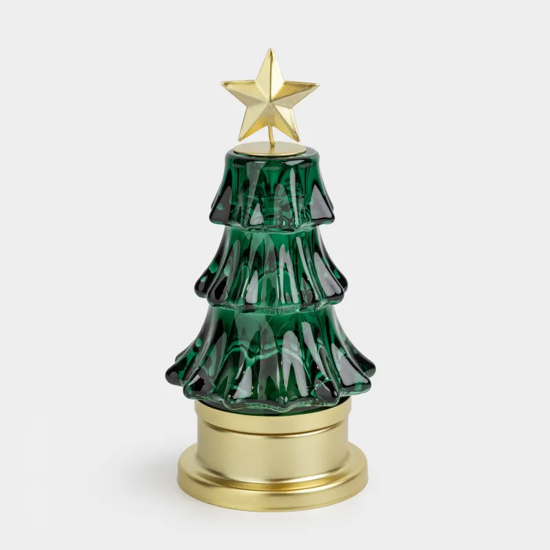 Светильник декоративный, 18 см, стекло/металл, золотистый, Елка, Golden style