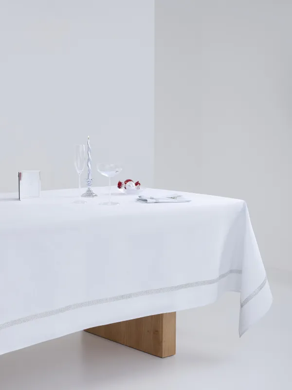 Дастархан, 160х160 см, страздары бар, полиэстер, ақ, Rhinestones, image-4