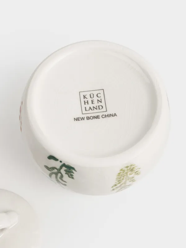 Сақтау ыдысы, 10х12 см, 380 мл, фарфор N, сүт түстес, Кракелюрдегі шалғынды гүлдер, Floral meadow, image-3