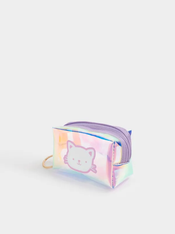 Салпыншақ-әмиян, 10х6 см, балаларға арналған, полиуретан, голография, Мысық, Cat, image-1