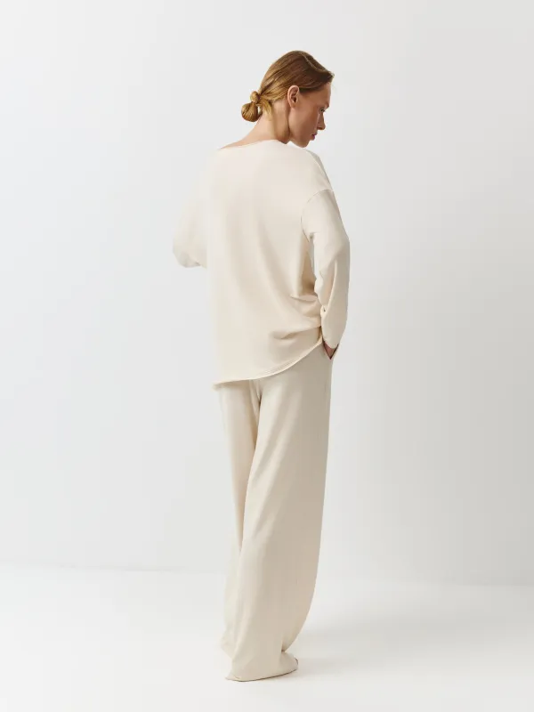 Брюки женские, домашние, бежевые, Ainra, image-3