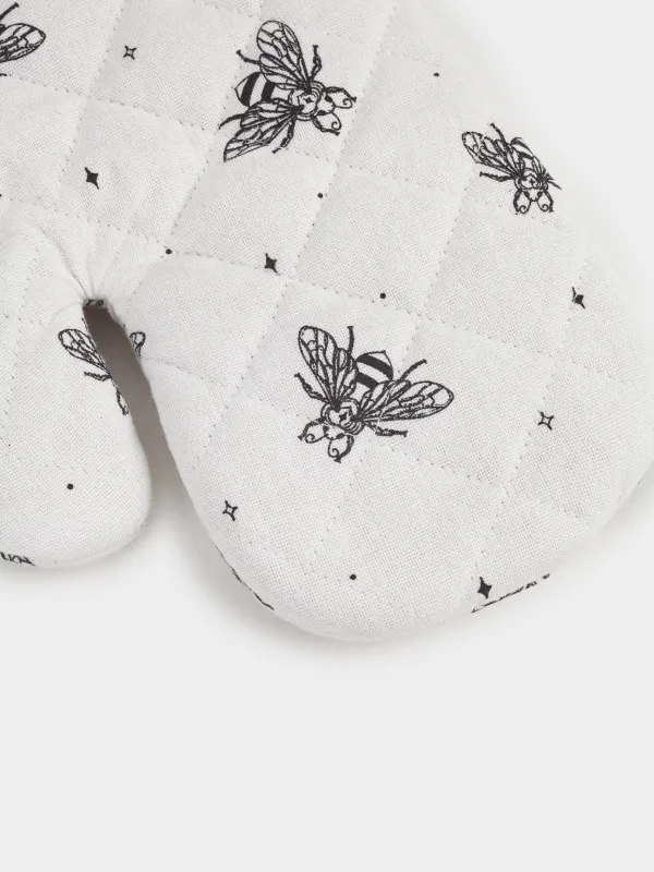 Прихватка-варежка, 17х33 см, хлопок, белая, Пчелы, Honey, image-3