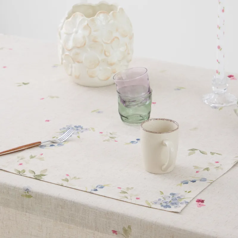 Салфетка под приборы, 30х45 см, полиэстер/лен, прямоугольная, бежевая, Цветы, Colorful flowers