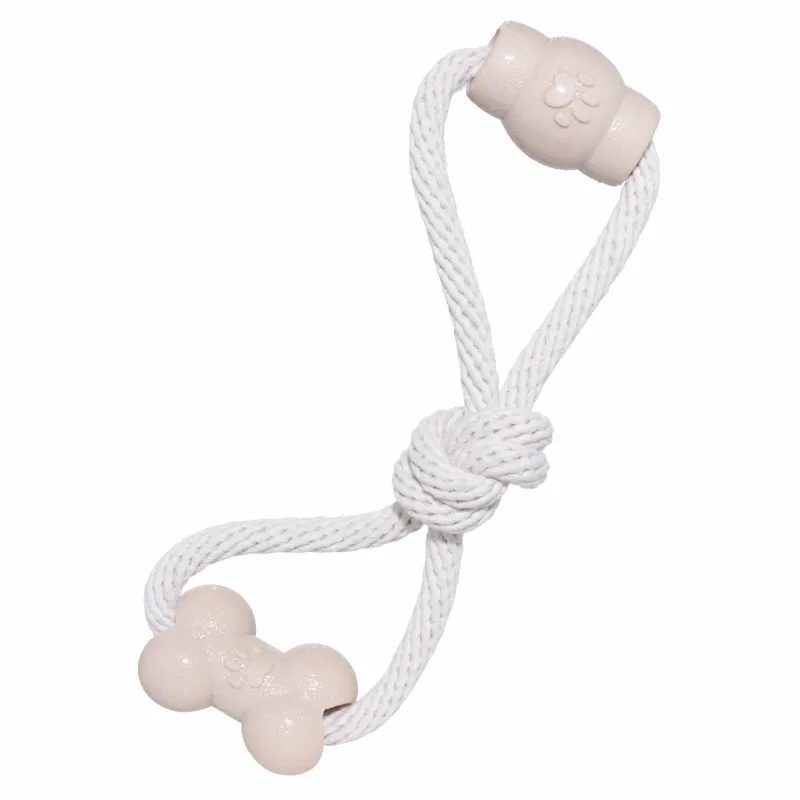 Иттерге арналған ойыншық, 28 см, резеңке/мақта, сарғылт, Сүйек және бөшке арқанда, Playful pet, image-0