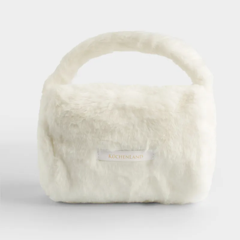 Косметичка, 19х21 см, с ручкой, полиэстер, молочная, Beauty plush, image-0