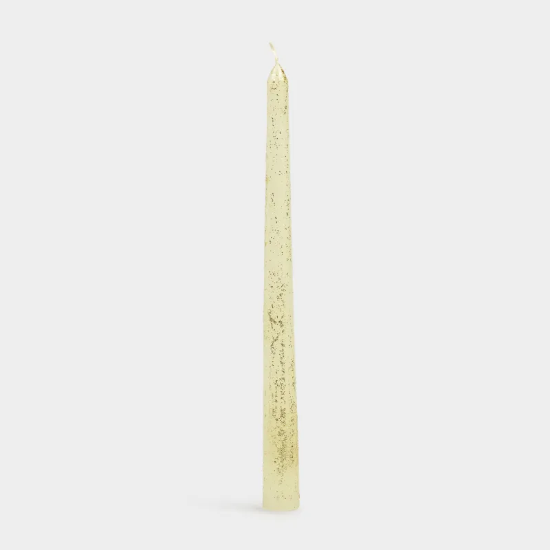 Шам, 25 см, жіңішке, жылтырақтары бар, сүт түстес, Sparkly candle