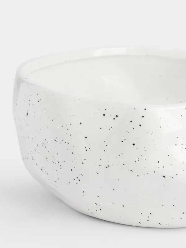 Жеміс вазасы, 22х10 см, керамика, сүт түстес, дақты, Жиегі тегіс емес, Crumple speckled, image-1