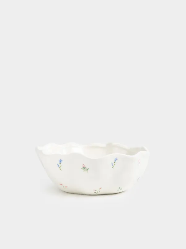 Салатник, 21х8 см, 1,2 л, керамика D, молочный, Нежные цветы, El flora, image-0