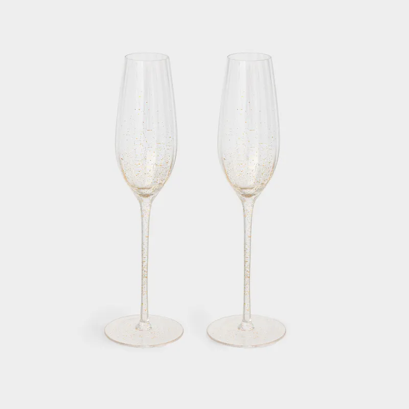 Бокал для шампанского, 2 шт, Золотистые брызги, Filo R speck