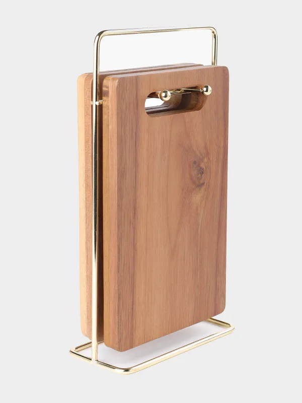 Кесу тақтасы,, 22х14 см, 4 дана, тұғырда, ағаш/болат, тікбұрышты, Noble tree, image-0