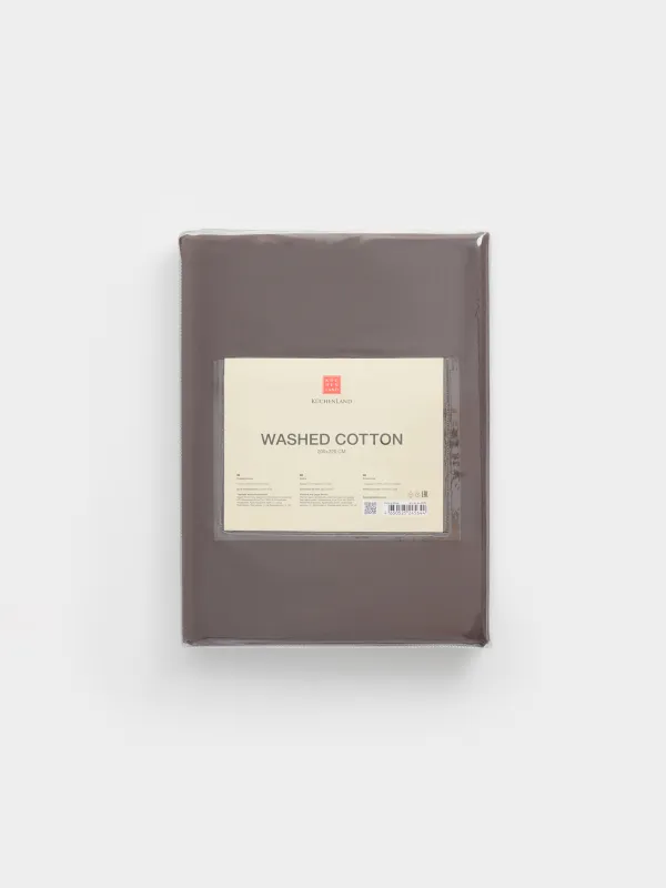 Пододеяльник, 200х220 см, вареный хлопок, коричневый, Washed cotton, image-6