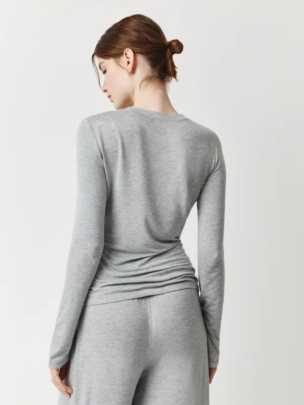 Әйелдерге арналған лонгслив, үйге арналған, өлшемі S, вискоза/спандекс, сұр, Braith, image-4