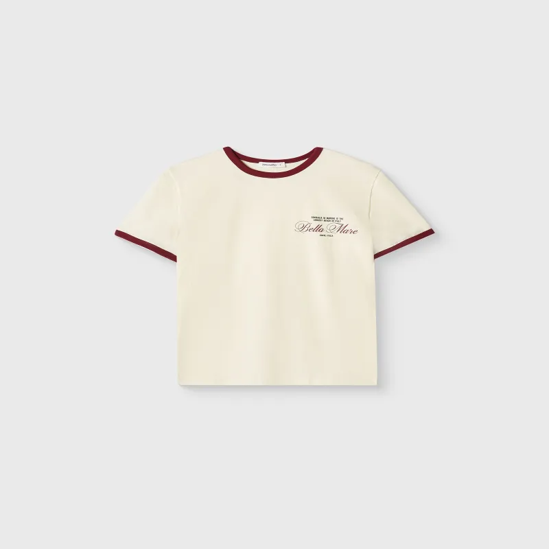 Әйелдер футболкасы, өлшемі M, контрастты жиегі бар, мақта/эластан, сүт түстес, Isidora, image-4