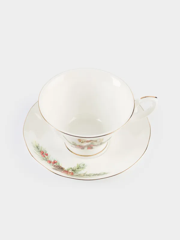 Шай жұбы, 1 адам, 2 зат, 180 мл, фарфор F, ақ, Банты бар жылқы, Christmas miracle classic, image-2