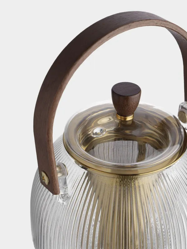 Чайник заварочный, стекло Б/сталь, золотистый, Ribby gold, image-3