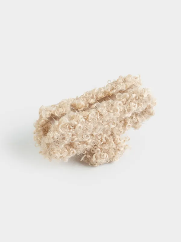 Заколка для волос, 13 см, искусственный мех, бежевая, Крабик, Plush, image-2