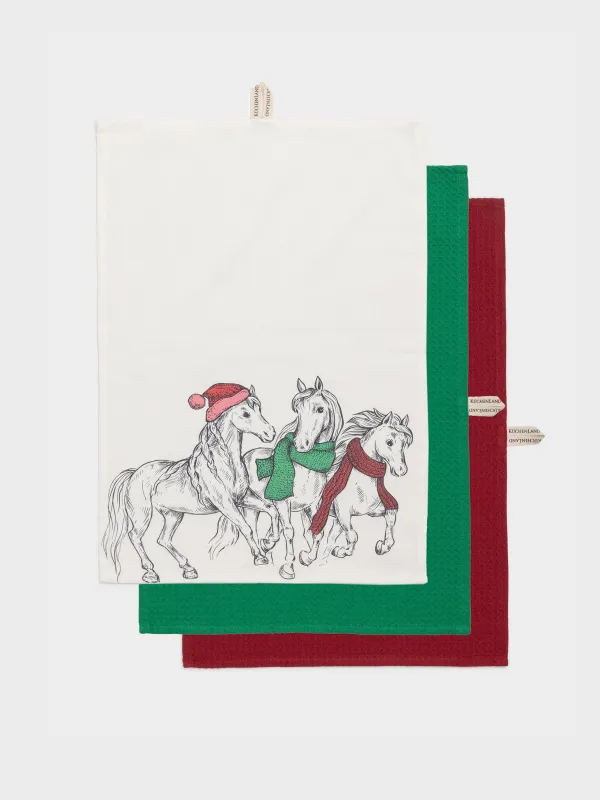 Полотенце кухонное, 40х60 см, 3 шт, Horse trio, image-0