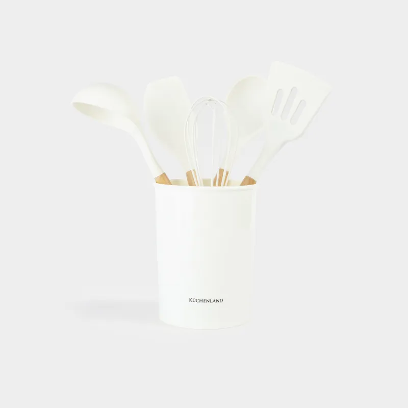 Ас үй керек-жарақтары жиынтығы, 5 зат, түпқоймада, ағаш/силикон, сүт түсті, Weekend