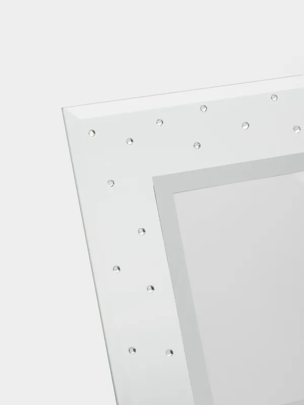 Фоторамка, 23х18 см, стекло, серебристая, Стразы, Glossy, image-1