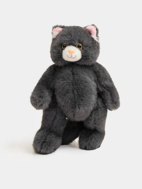 Ойыншық, 30 см, жұмсақ, жылжымалы табандары бар, полиэстер/пластик, графит, Мысық, Cat, image-5