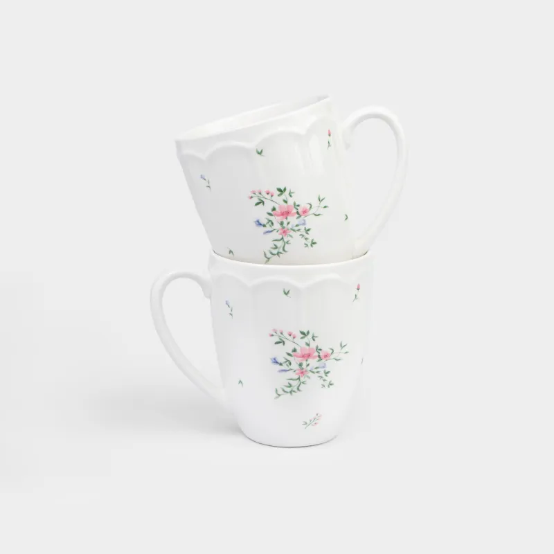 Саптыаяқ, 380 мл, 2 дана, фарфор N, ақ, Нәзік гүлдер, El floria