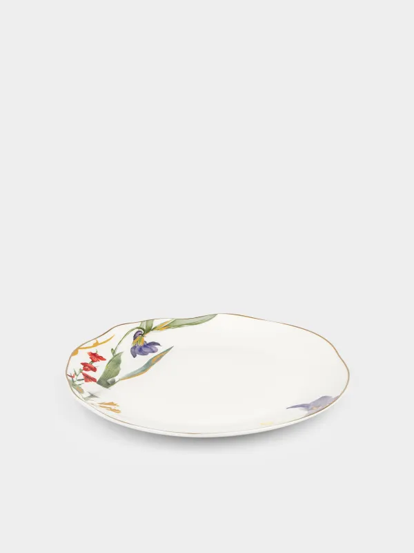 Тарелка закусочная, 22 см, фарфор N, белая, с золотистым кантом, Цветы, Night flower, image-2