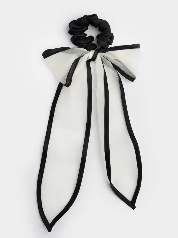 Шаш резеңкесі, 29 см, садақпен, полиэстер, сарғылт-қара, Hairstyle, image-0