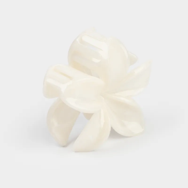 Шаш қыстырғыш, 10 см, пластик, сүт түстес, Гүл, Glam