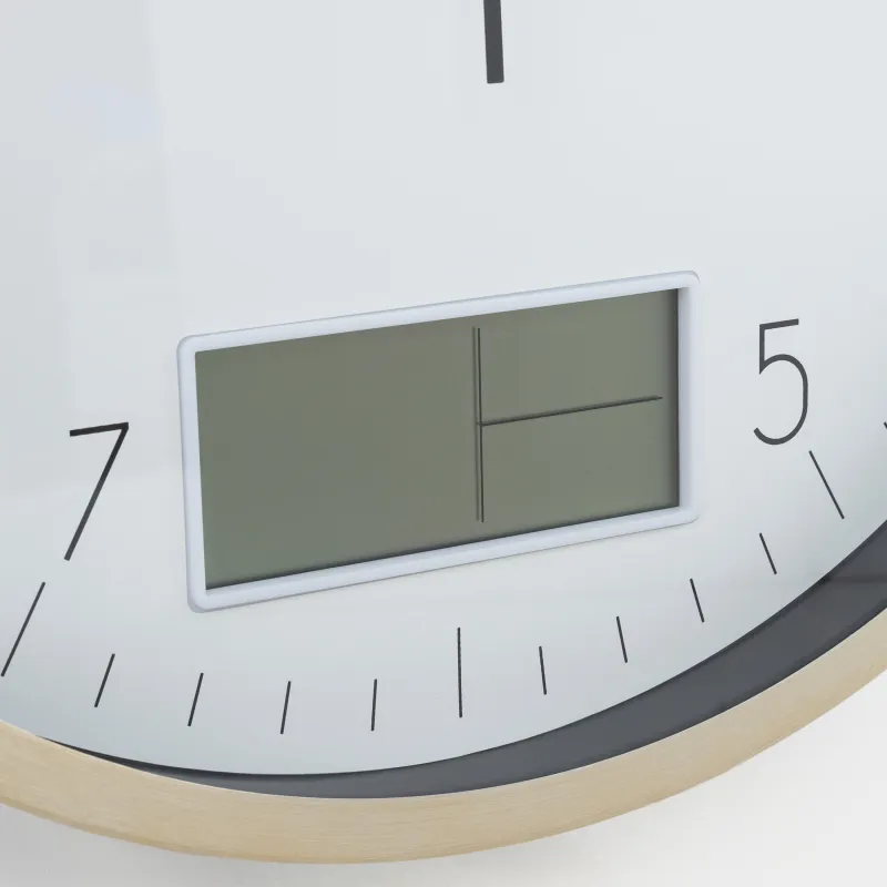 Қабырғалық сағат, 35 см, дисплейі бар, металл/шыны, дөңгелек, алтын-ақ, Dial, image-4