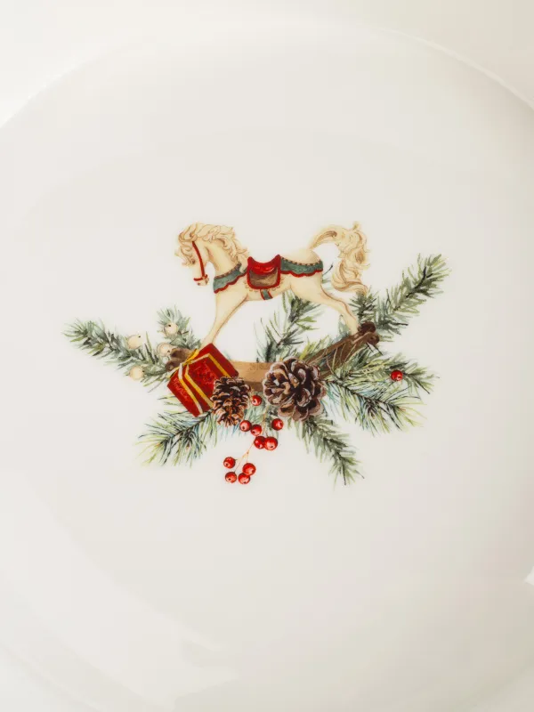 Блюдо, 24х6 см, с бортами, фарфор F, белое, Лошадка и еловые ветви, Christmas miracle classic, image-2