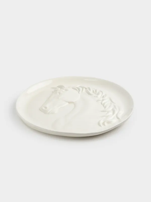 Ыдыс, 24 см, керамика, сүт түстес, Жылқы, Horse pattern, image-2