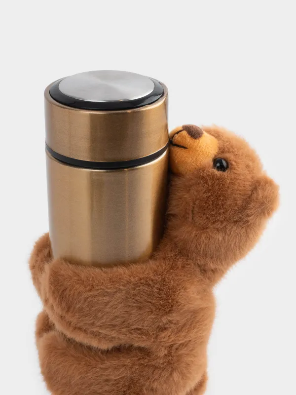Термос, 500 мл, білезік ойыншығы бар, болат/полиэстер, алтын, сарғылт-қоңыр аю, Classic gold, image-1