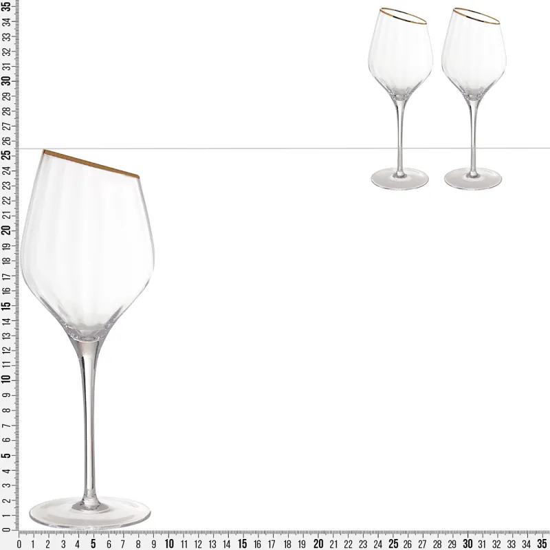 Ақ шарапқа арналған бокал, 460 мл, 2 дана, шыны, алтын түстес жиегі бар, Charm R gold, image-3
