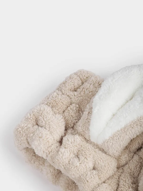 Повязка для волос, 17х8 см, флис, бежево-белая, Ушки, Showy, image-3