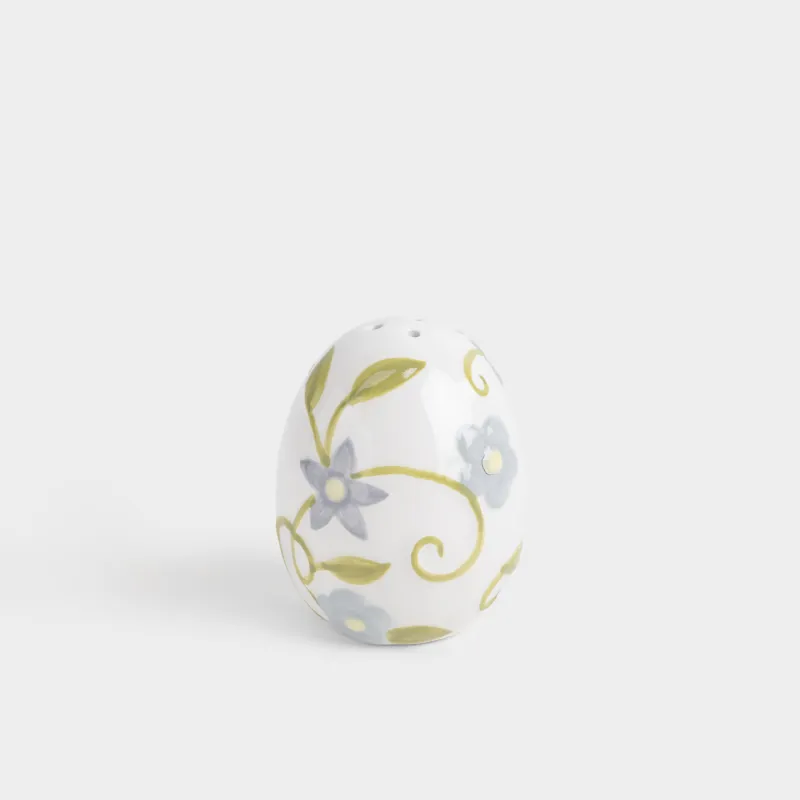 Тұз немесе бұрышқа арналған ыдыс, 8 см, керамика, сүт түстес, жұмыртқа, Гүлдер, Пасха
