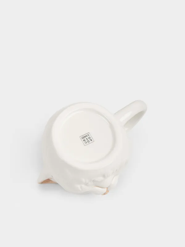 Кружка, 440 мл, керамика D, молочная, Кошка с цветком, Cat, image-4