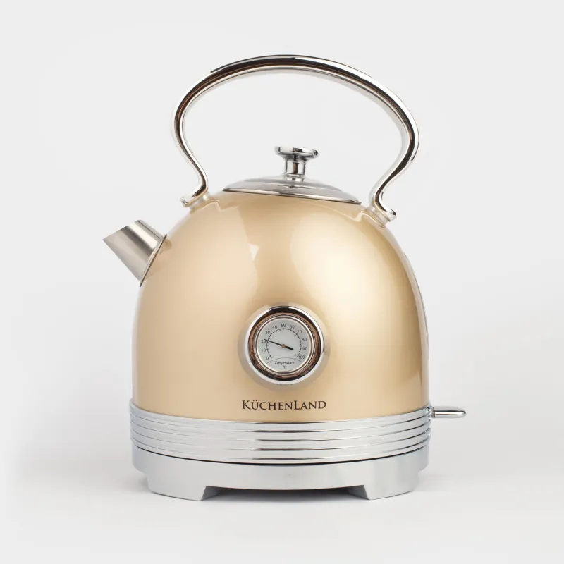 Чайник электрический, 1,7 л, 1850-2200 Вт, сталь/пластик, золотистый, Vintage kitchen