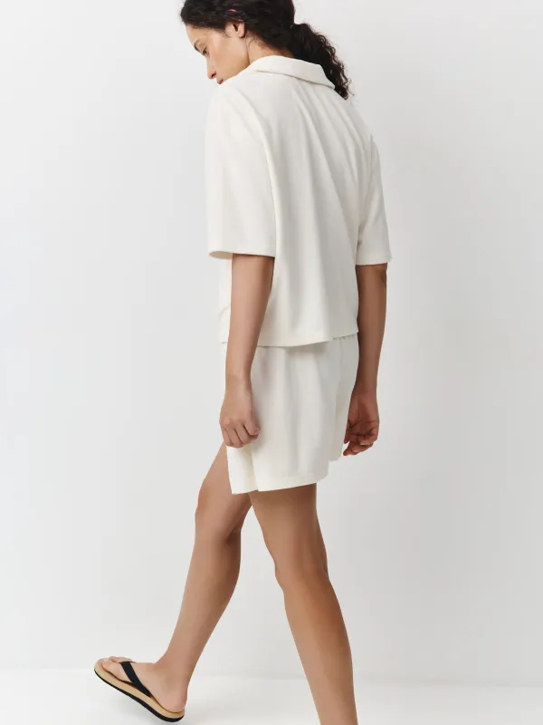 Әйелдер жейдесі, үйге арналған, өлшемі XS, поло жағасы бар, мақта/полиэстер К, сүт түстес, Pegina, image-3