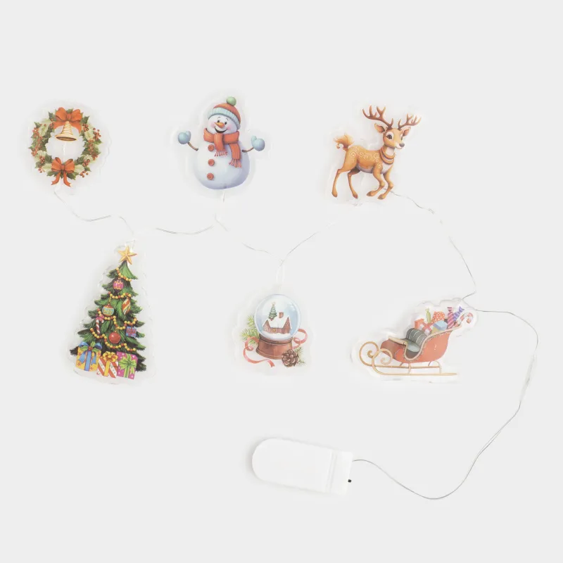 Жапсырмалар жинағы, 14х30 см, 6 дана, жарықтандырылған, қайта пайдалануға болады, термопластик, Шырша, Christmas decal