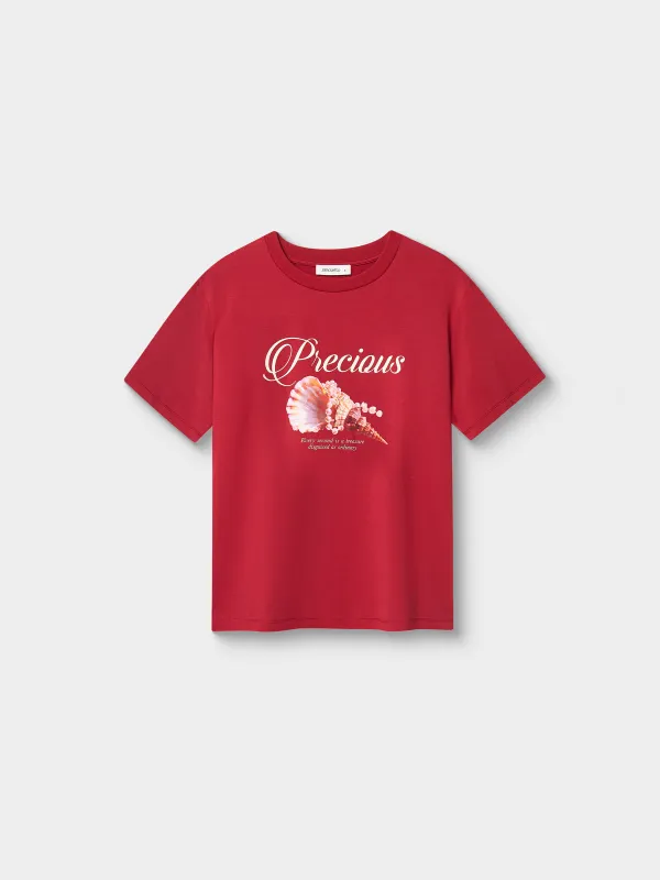 Әйелдер футболкасы, өлшемі L, вискоза/мақта/спандекс, қызыл, Інжу-маржаны бар қабыршақ, Evita, image-4