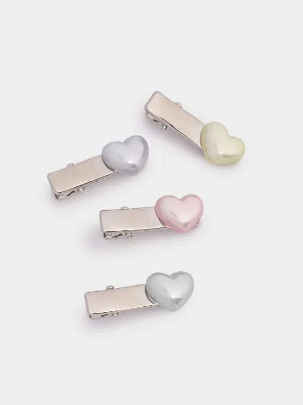 Заколка для волос, 3 см, 4 шт, детская, металл/пластик, микс, Сердце, Hairstyle, image-3