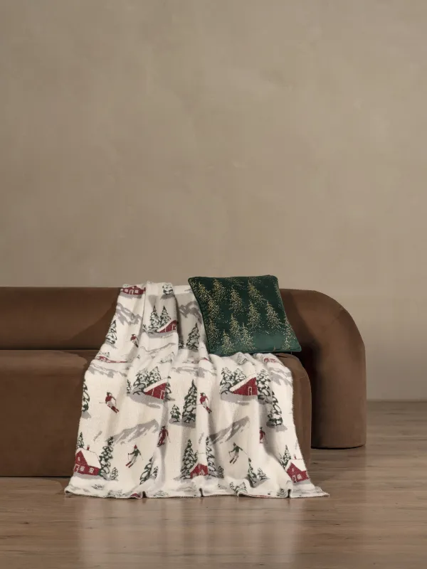 Плед, 130х170 см, хлопок/нейлон, молочно-красный, Лыжники и дома, Morne, image-5