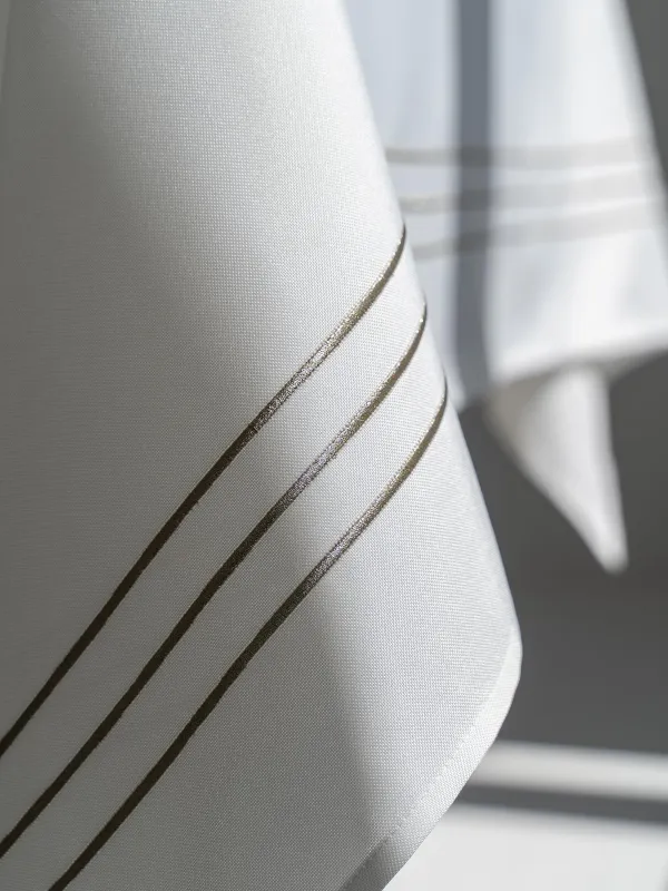 Дастархан, 160х160 см, полиэстер, ақ, сызықтар, Trim gold, image-6