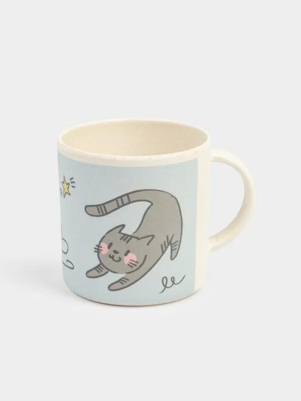 Саптыаяқ, балаларға арналған, 350 мл, бамбук, көк, Мысықтар, Pretty friends, image-1