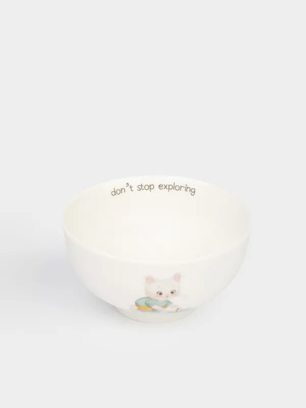 Сорпа тәрелкесі, балаларға арналған, 12х6 см, 300 мл, фарфор N, ақ, Қайығы бар мысық, Ideas life, image-2