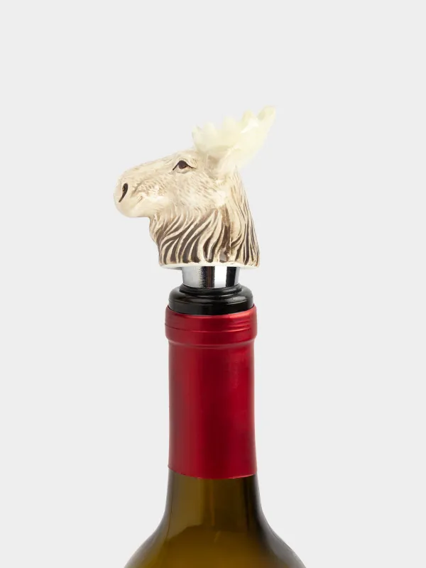 Шарап бөтелкесінің тығыны, 12 см, болат/керамика, сүт түстес және қоңыр, Бұлан, Moose story, image-5