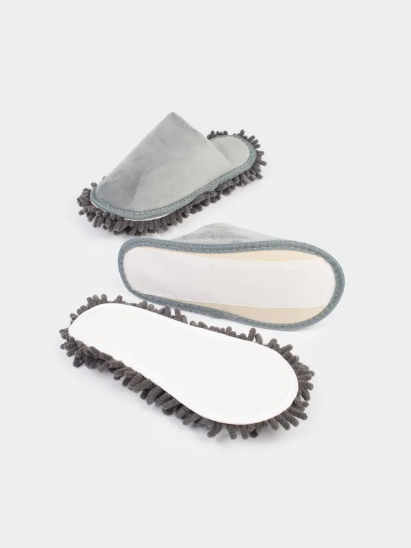 Тәпішке-сүрткіштер, 28 см, алмалы-салмалы табаны бар, микрофибра, сұр, Clean, image-3