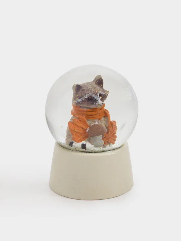 Қарлы шар, 6 см, шыны/полирезин, сүт түстес, Саңырауқұлақ қосылған жанат, Forest animals, image-1