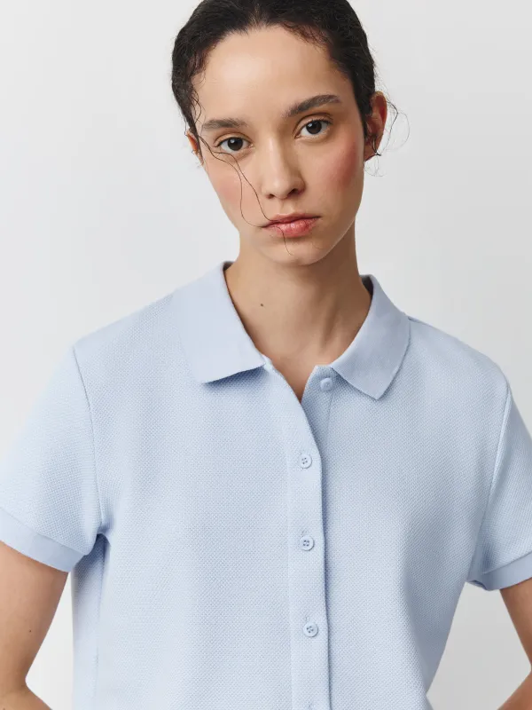 Әйелдер жейдесі, өлшемі XS, поло жағасы бар, мақта/полиэстер, көгілдір, Jerry, image-2