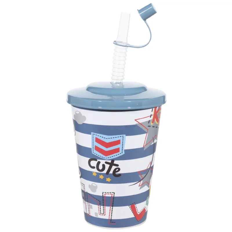 Стакан, 500 мл, с крышкой и трубочкой,Мишка-пилот, Childhood, image-1